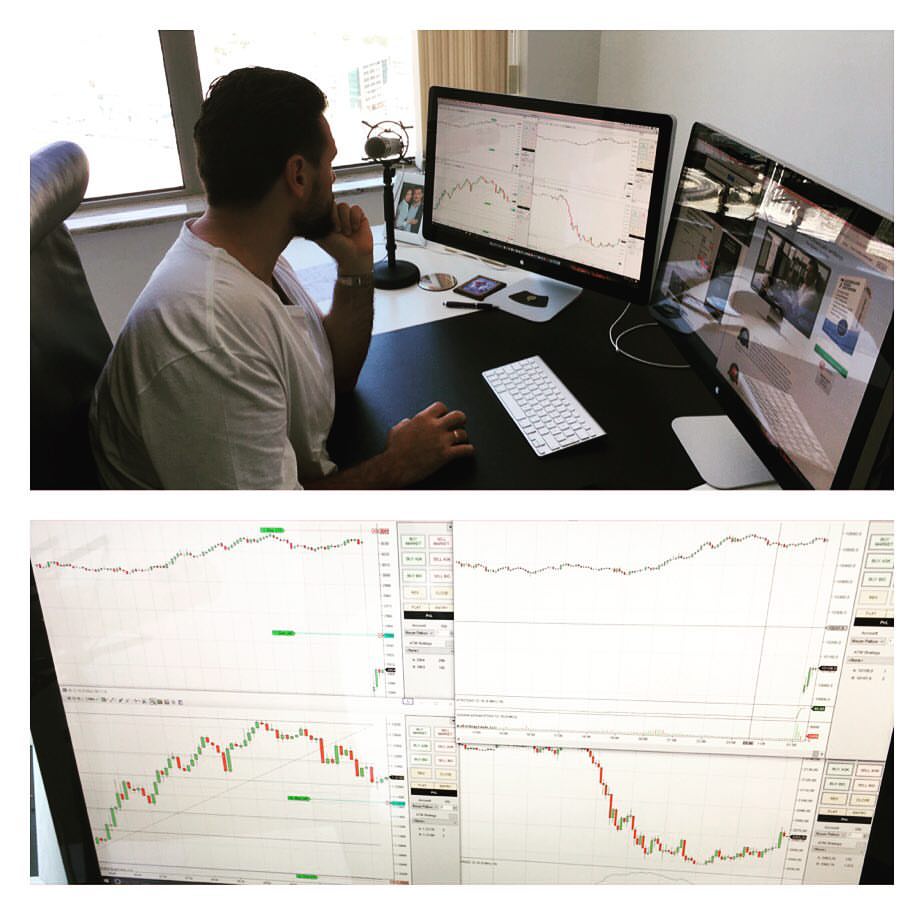 Lucas Andersen reviewing charts at his trading desk
